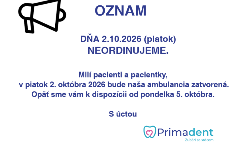 Oznam 2. októbra 2026